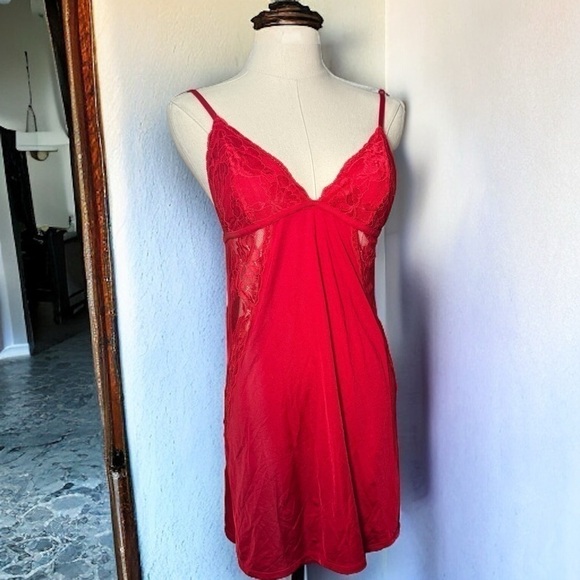 La Senza red satin lace cut out detail slip dress S - Picture 1 of 6
